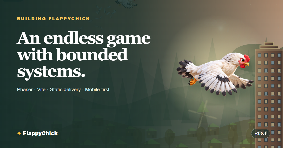 FlappyChick flying through a fast-loading endless browser game build visualization